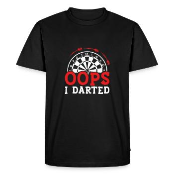 Oops, I played darts - Men's Premium Organic T-Shirt - black - Front - Nico (187cm)