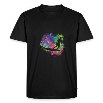 Summer surfer on surfboard - Men's Premium Organic T-Shirt - black - Front - Nico (187cm)