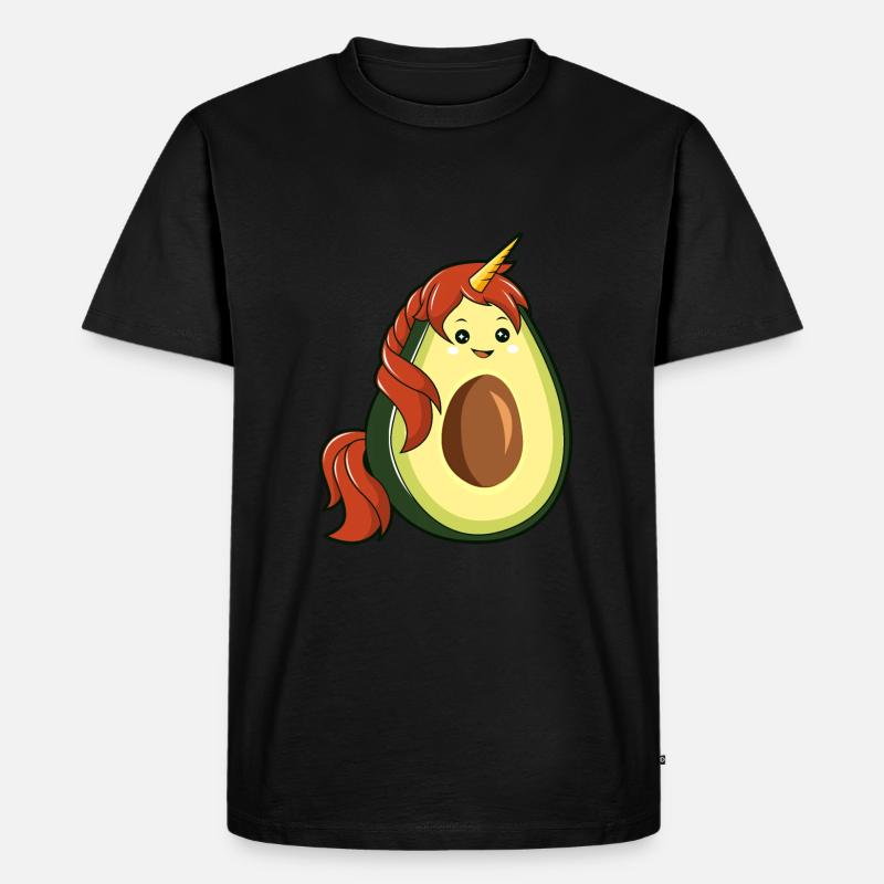 Einhorn Avocado - Männer Premium Bio T-Shirt - Schwarz