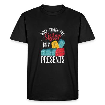 Exchange my sister for gifts - Men's Premium Organic T-Shirt - black - Front - Nico (187cm)