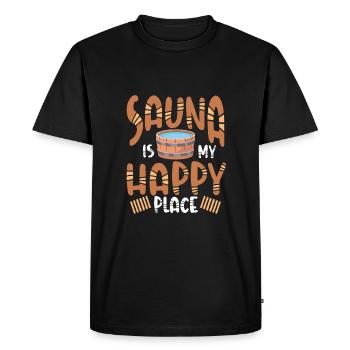 The sauna is my happy place - Men's Premium Organic T-Shirt - black - Front - Nico (187cm)