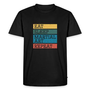 Manger des arts martiaux du sommeil et encore - T-shirt Premium bio Homme - noir - Devant - Nico (187cm)