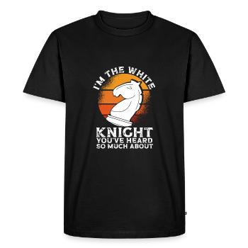 Je suis le Chevalier Blanc Rétro - T-shirt Premium bio Homme - noir - Devant - Nico (187cm)