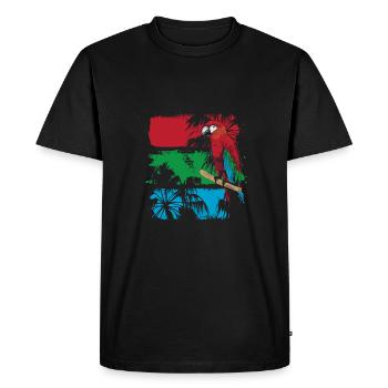 Perroquet coloré sur une branche - T-shirt Premium bio Homme - noir - Devant - Nico (187cm)