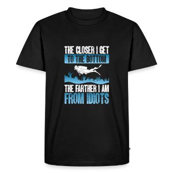 Suivant Je suis loin des idiots - T-shirt Premium bio Homme - noir - Devant - Nico (187cm)