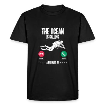 The sea is calling and I have to leave - Men's Premium Organic T-Shirt - black - Front - Nico (187cm)
