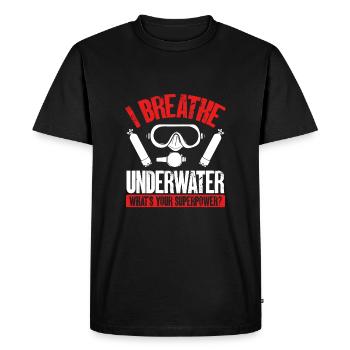 Je respire sous l’eau - T-shirt Premium bio Homme - noir - Devant - Nico (187cm)