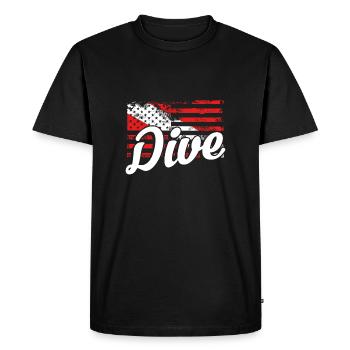 Dive under American flag - Men's Premium Organic T-Shirt - black - Front - Nico (187cm)