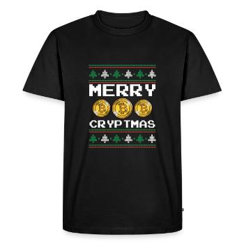 Noël Bitcoin moche - T-shirt Premium bio Homme - noir - Devant - Nico (187cm)