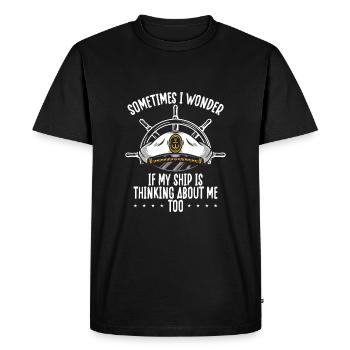 My ship thinks of me - Men's Premium Organic T-Shirt - black - Front - Nico (187cm)