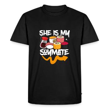 Elle est ma soja - T-shirt Premium bio Homme - noir - Devant - Nico (187cm)