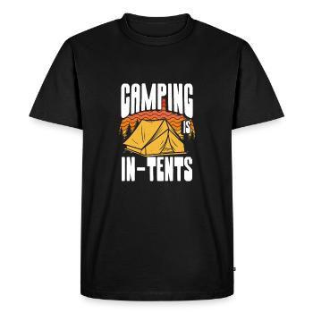 Camping is intended - Men's Premium Organic T-Shirt - black - Front - Nico (187cm)