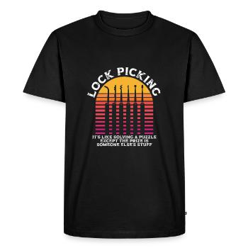 Cracking locks is like the - Men's Premium Organic T-Shirt - black - Front - Nico (187cm)