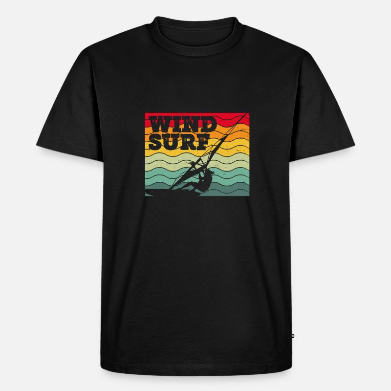 Bunter Windsurfer - Männer Premium Bio T-Shirt - Schwarz