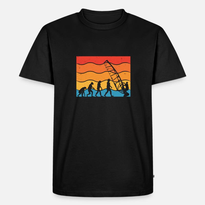 Evolution Des Windsurfers - Männer Premium Bio T-Shirt - Schwarz