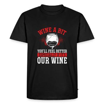 Sentez-vous mieux avec notre vin - T-shirt Premium bio Homme - noir - Devant - Nico (187cm)