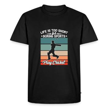 Life is too short for boring people - Men's Premium Organic T-Shirt - black - Front - Nico (187cm)