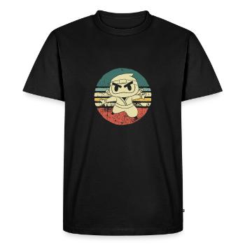 Strong Ninja In Vintage Sun - Men's Premium Organic T-Shirt - black - Front - Nico (187cm)
