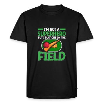 Je suis un super-héros sur le - T-shirt Premium bio Homme - noir - Devant - Nico (187cm)