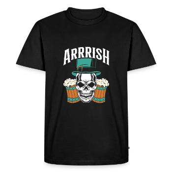Irish skull with beer - Men's Premium Organic T-Shirt - black - Front - Nico (187cm)