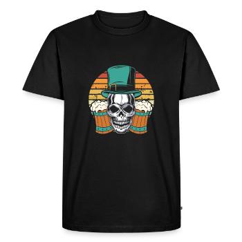 Irish Skull Retro - Men's Premium Organic T-Shirt - black - Front - Nico (187cm)