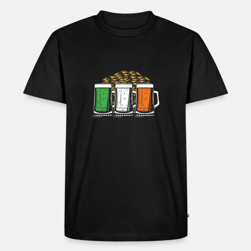 Irisches Bier Mit Gold - Männer Premium Bio T-Shirt - Schwarz