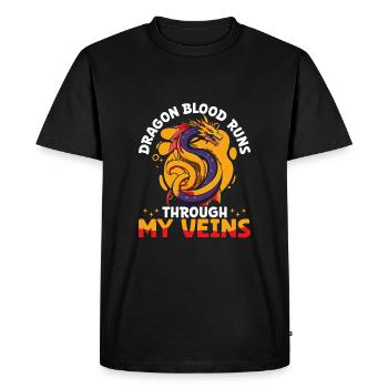 Le sang du dragon coule à flot - T-shirt Premium bio Homme - noir - Devant - Nico (187cm)