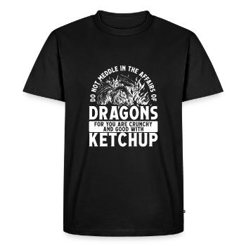 Les dragons vous aiment avec du ketchup - T-shirt Premium bio Homme - noir - Devant - Nico (187cm)