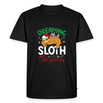 Dream of a sloth Xmas - Men's Premium Organic T-Shirt - black - Front - Nico (187cm)