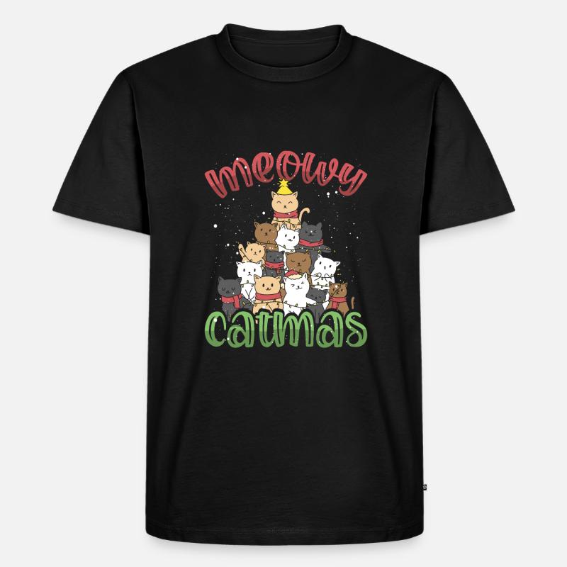 Weihnachtskratzbaum Mit Stern - Männer Premium Bio T-Shirt - Schwarz
