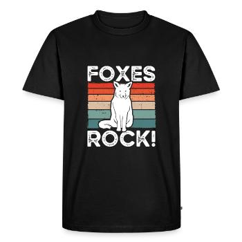 Foxes Rock Retro - Men's Premium Organic T-Shirt - black - Front - Nico (187cm)