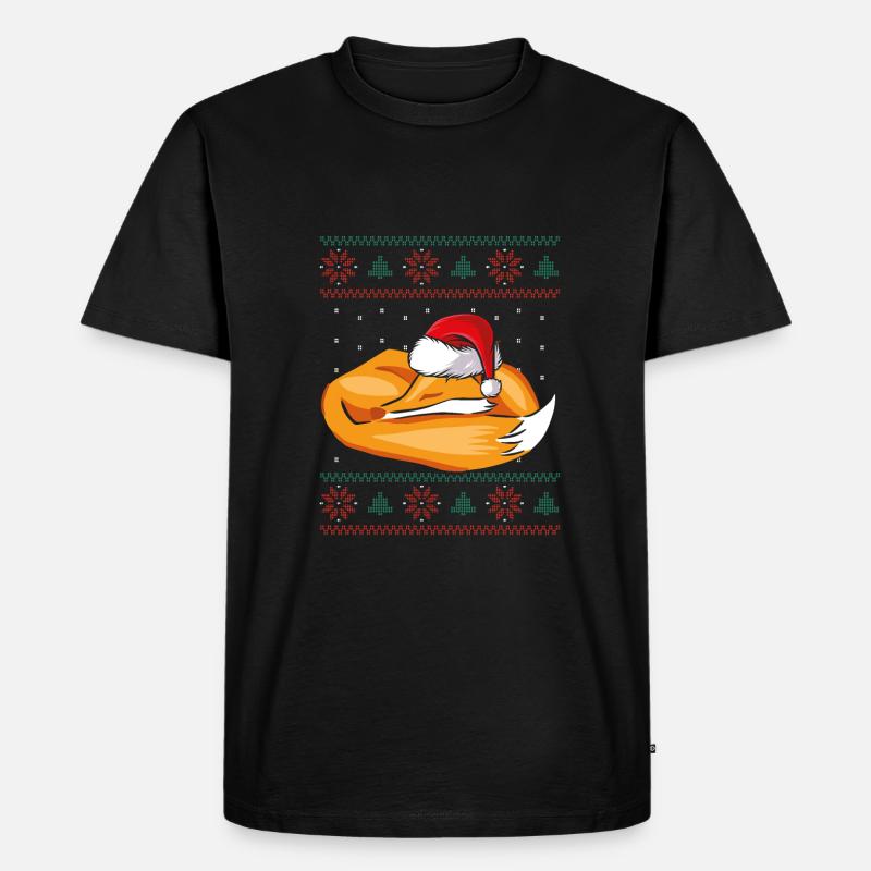 Schlafender Weihnachtsfuchs - Männer Premium Bio T-Shirt - Schwarz