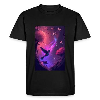 Butterfly bird flower Fantasia - Men's Premium Organic T-Shirt - black - Front - Nico (187cm)