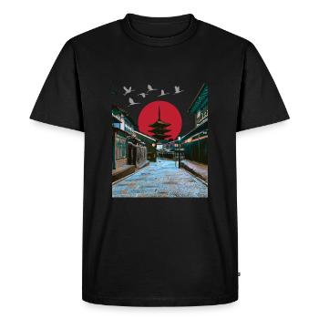 Japon Kyoto Vintage Japonais - T-shirt Premium bio Homme - noir - Devant - Nico (187cm)