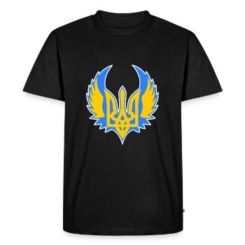 Ukraine Ukrainian Coat of Arms Wing Support - Men's Premium Organic T-Shirt - black - Front - Nico (187cm)