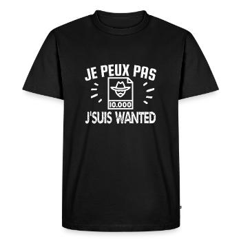 je peux pas je suis wanted - T-shirt Premium bio Homme - noir - Devant - Nico (187cm)