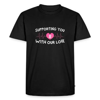 Supporting You With Our Love Breast Cancer - Men's Premium Organic T-Shirt - black - Front - Nico (187cm)