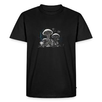 Cool Mushroom Artwork - Sketch with blue nudes - Men's Premium Organic T-Shirt - black - Front - Nico (187cm)