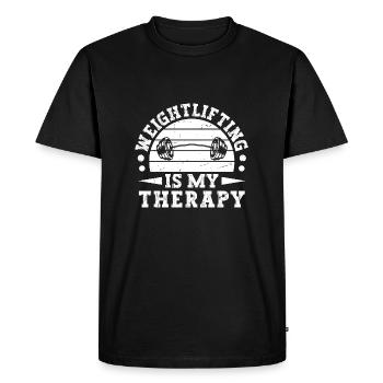 Dynamophilie Bodybuilder Haltérophilie Ma Thérapie - T-shirt Premium bio Homme - noir - Devant - Nico (187cm)