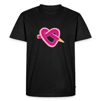 crayon coeur - T-shirt Premium bio Homme - noir - Devant - Nico (187cm)