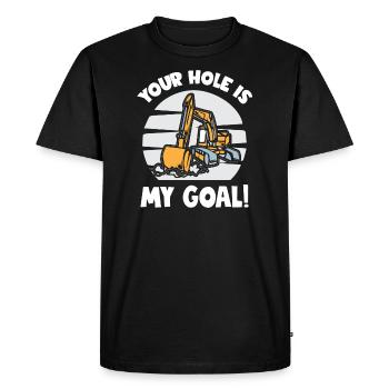Votre trou est ma pelle de but - T-shirt Premium bio Homme - noir - Devant - Nico (187cm)