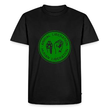 Libération animale Libération humaine - T-shirt Premium bio Homme - noir - Devant - Nico (187cm)