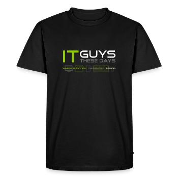 IT guys Neon - Men's Premium Organic T-Shirt - black - Front - Nico (187cm)