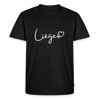 Liège Heartbeat City Belgique Liège - T-shirt Premium bio Homme - noir - Devant - Nico (187cm)