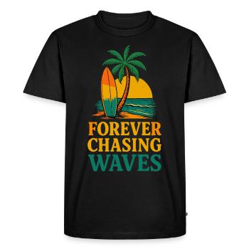 Wave Chaser Sunset - Men's Premium Organic T-Shirt - black - Front - Nico (187cm)