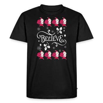 Noël Ugly cadeau Sweater Believe à Santa - T-shirt Premium bio Homme - noir - Devant - Nico (187cm)