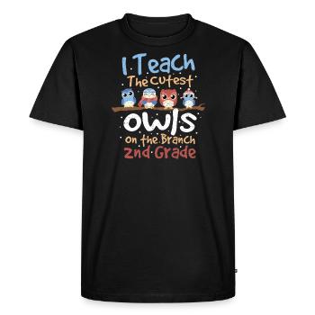 I Teach The Cutest Owls - Teacher - Men's Premium Organic T-Shirt - black - Front - Nico (187cm)