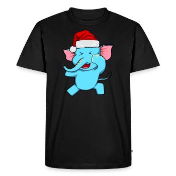 Zoo Animal Gift Dabbing Santa Claus Elephant - Men's Premium Organic T-Shirt - black - Front - Nico (187cm)