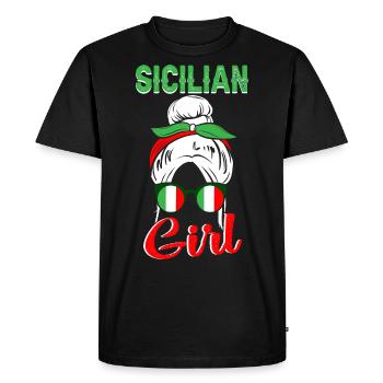 Sicile Fille Femme Sicilienne Italie - T-shirt Premium bio Homme - noir - Devant - Nico (187cm)