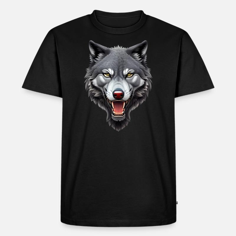 Wolf - Männer Premium Bio T-Shirt - Schwarz